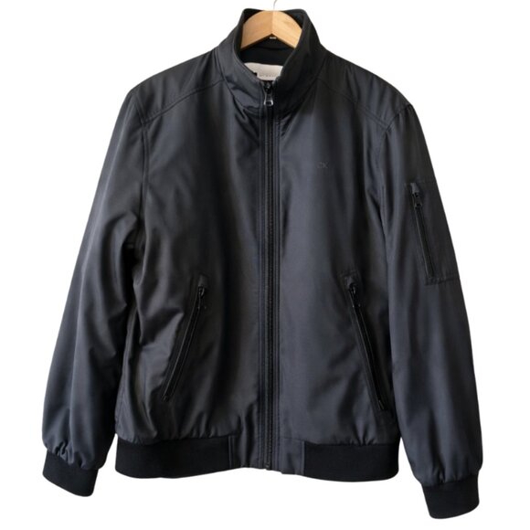 Calvin Klein Men’s Ripstop Bomber Jacket Black Quilted Lined Large